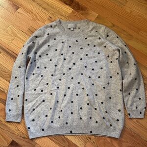 Pure Collection 100% Cashmere Sweater Size 14/16 Gray with Black Dots